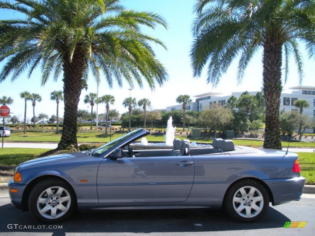 2001 3 Series 325i Convertible - Steel Blue Metallic / Grey photo #13