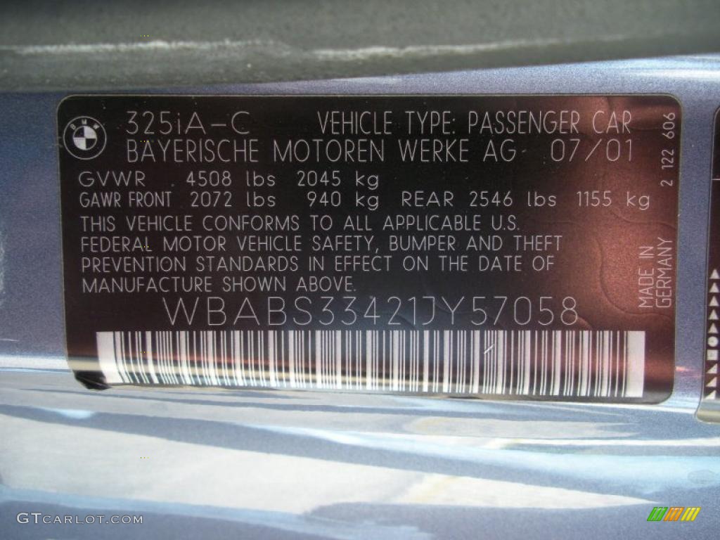 2001 3 Series 325i Convertible - Steel Blue Metallic / Grey photo #30