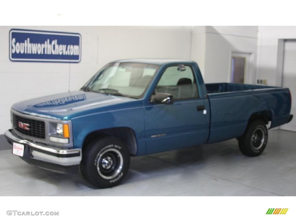 1997 Sierra 1500 SL Regular Cab - Laguna Green Metallic / Neutral photo #1