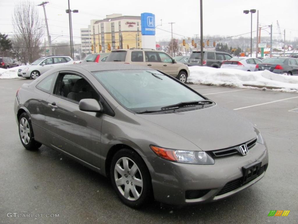 2007 Civic LX Coupe - Galaxy Gray Metallic / Gray photo #6