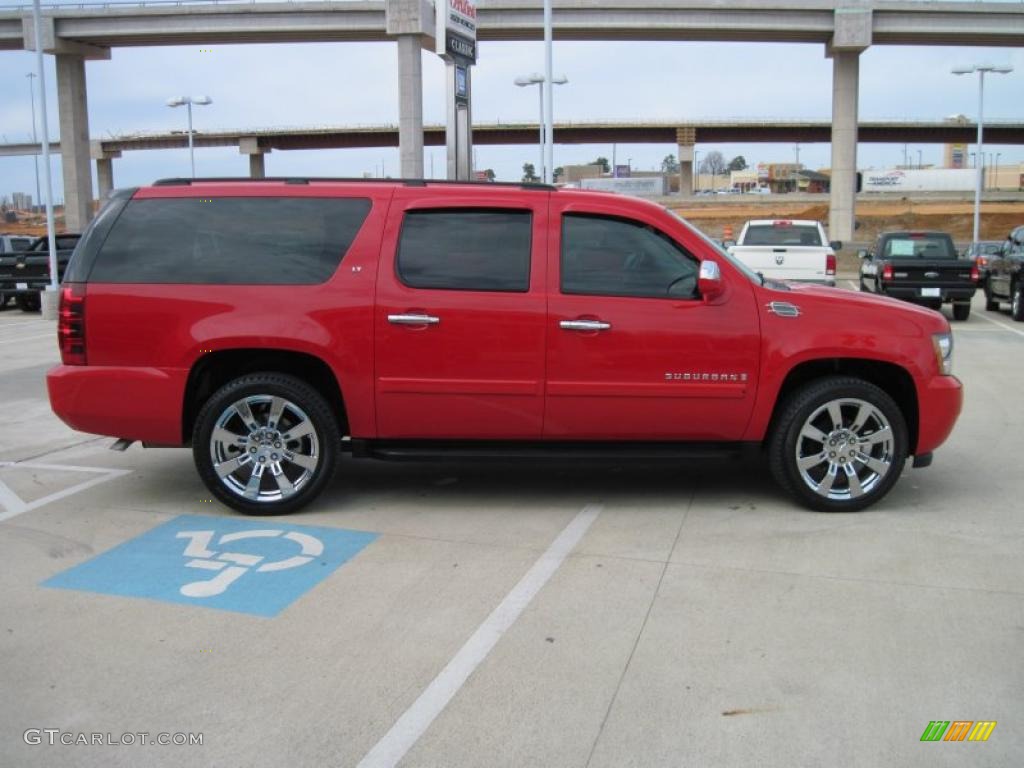 2008 Suburban 1500 LT - Victory Red / Light Titanium/Dark Titanium photo #4