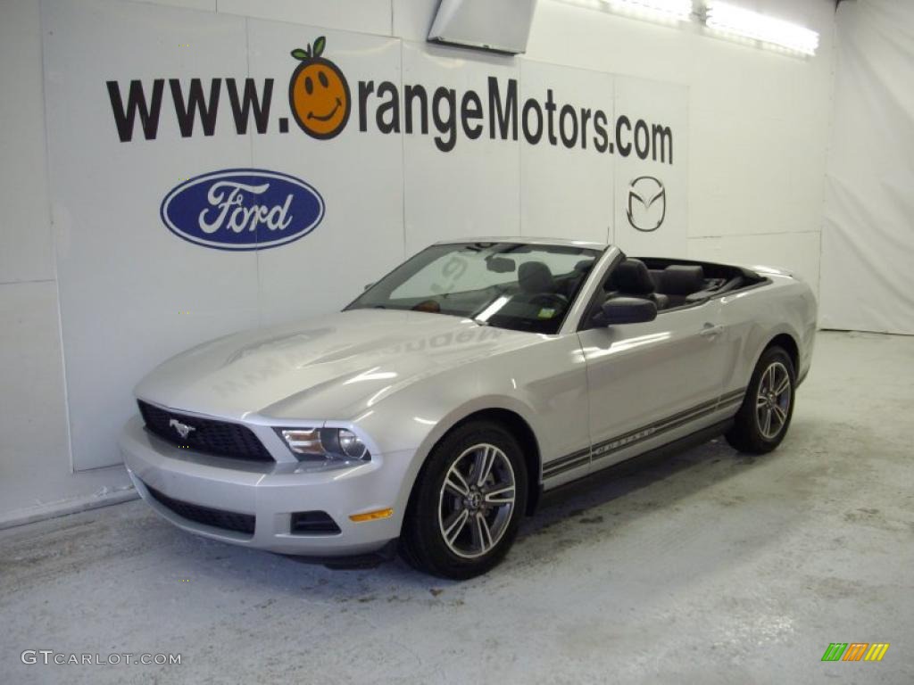 2010 Mustang V6 Premium Convertible - Brilliant Silver Metallic / Charcoal Black photo #1