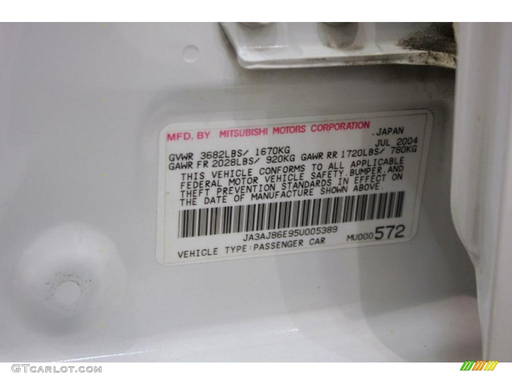 2005 Lancer OZ Rally - Diamond White Pearl / Black photo #25
