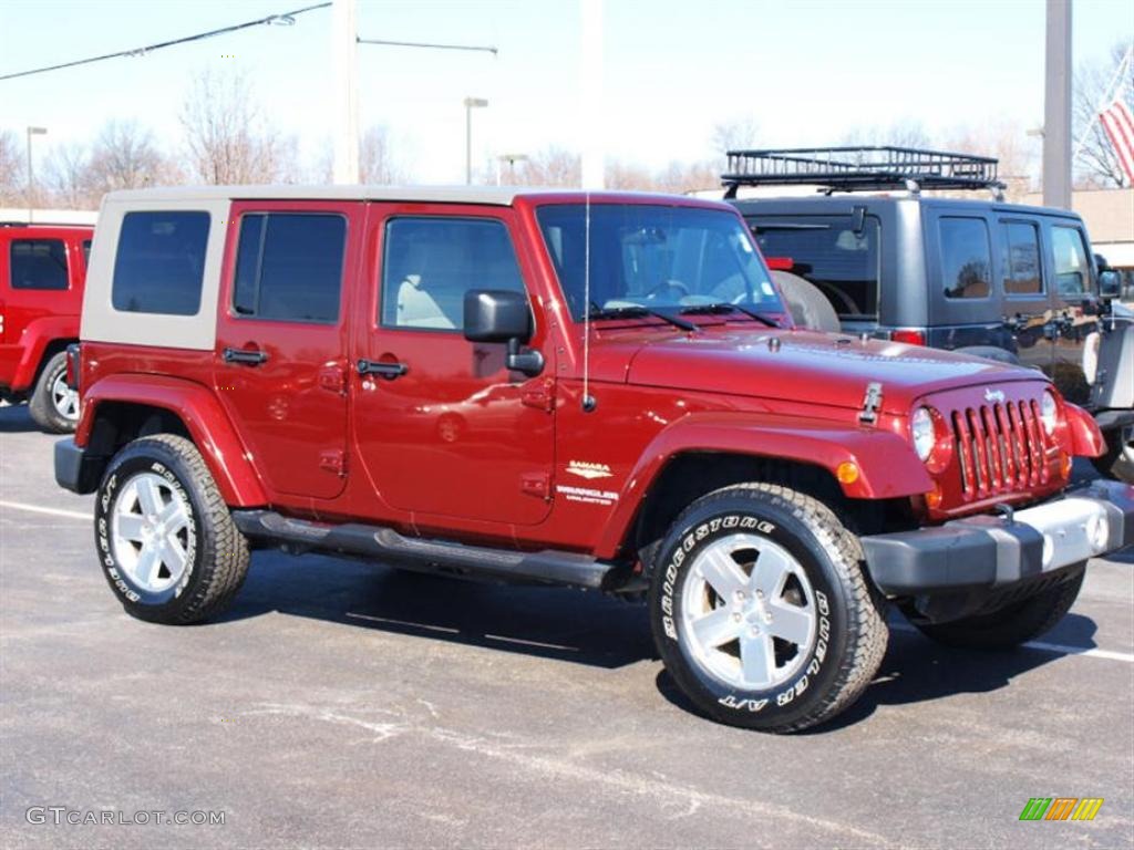 2008 Wrangler Unlimited Sahara 4x4 - Red Rock Crystal Pearl / Dark Khaki/Medium Khaki photo #2