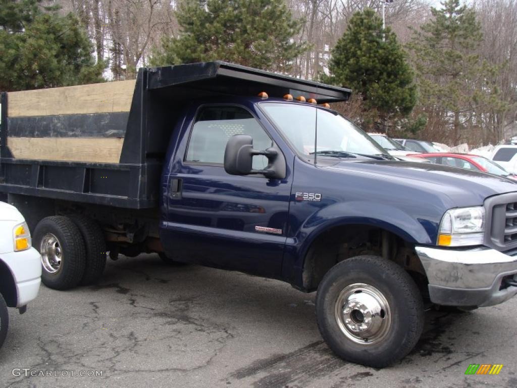 2003 F350 Super Duty XL Regular Cab 4x4 Dump Truck - True Blue Metallic / Medium Flint photo #4