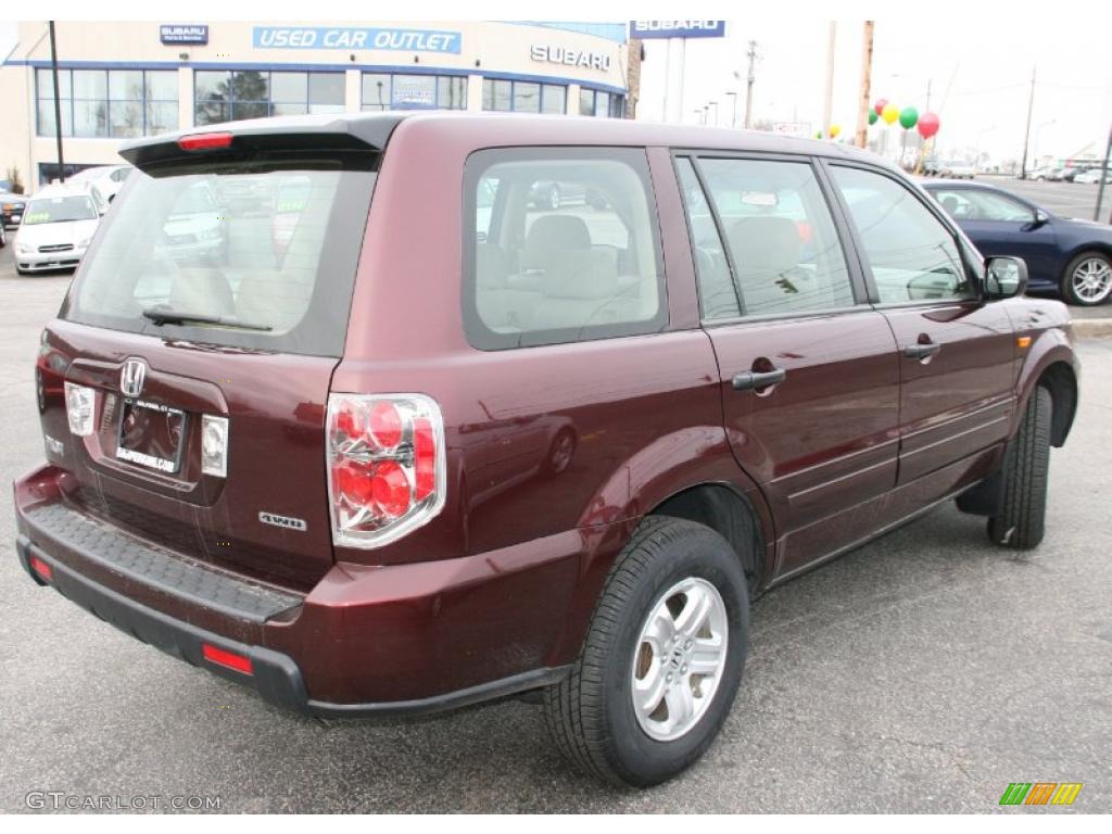 2007 Pilot LX 4WD - Dark Cherry Pearl / Saddle photo #5