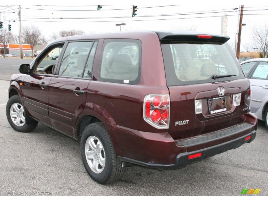 2007 Pilot LX 4WD - Dark Cherry Pearl / Saddle photo #8