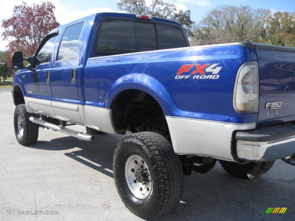 2003 F350 Super Duty Lariat Crew Cab 4x4 - Sonic Blue Metallic / Medium Flint photo #9