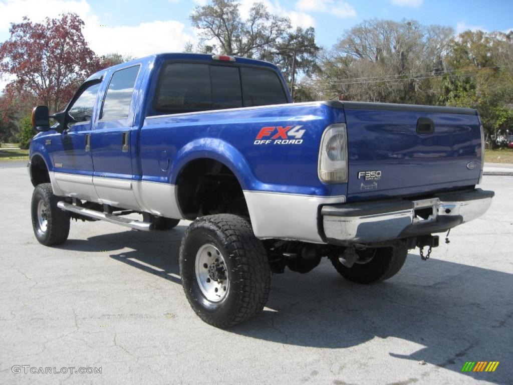 2003 F350 Super Duty Lariat Crew Cab 4x4 - Sonic Blue Metallic / Medium Flint photo #11