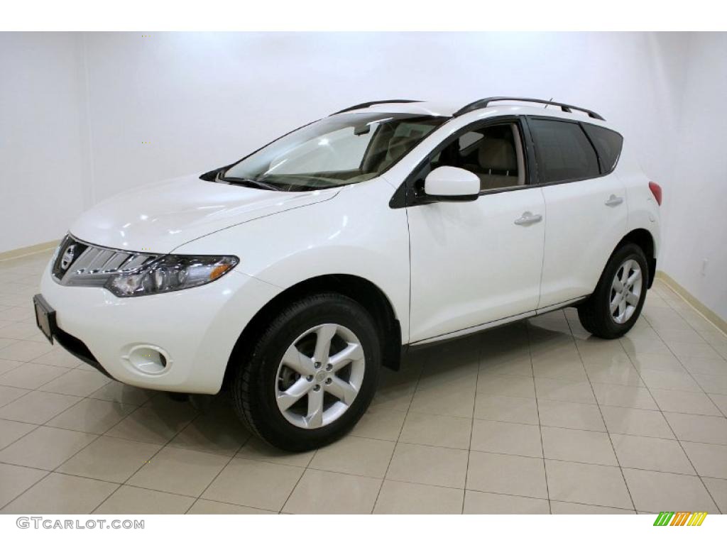 2009 Murano S AWD - Glacier Pearl / Beige photo #3