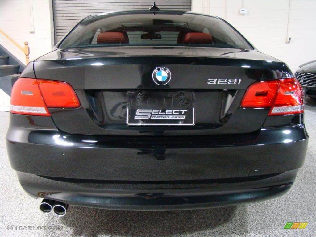 2007 3 Series 328i Coupe - Black Sapphire Metallic / Coral Red/Black photo #5