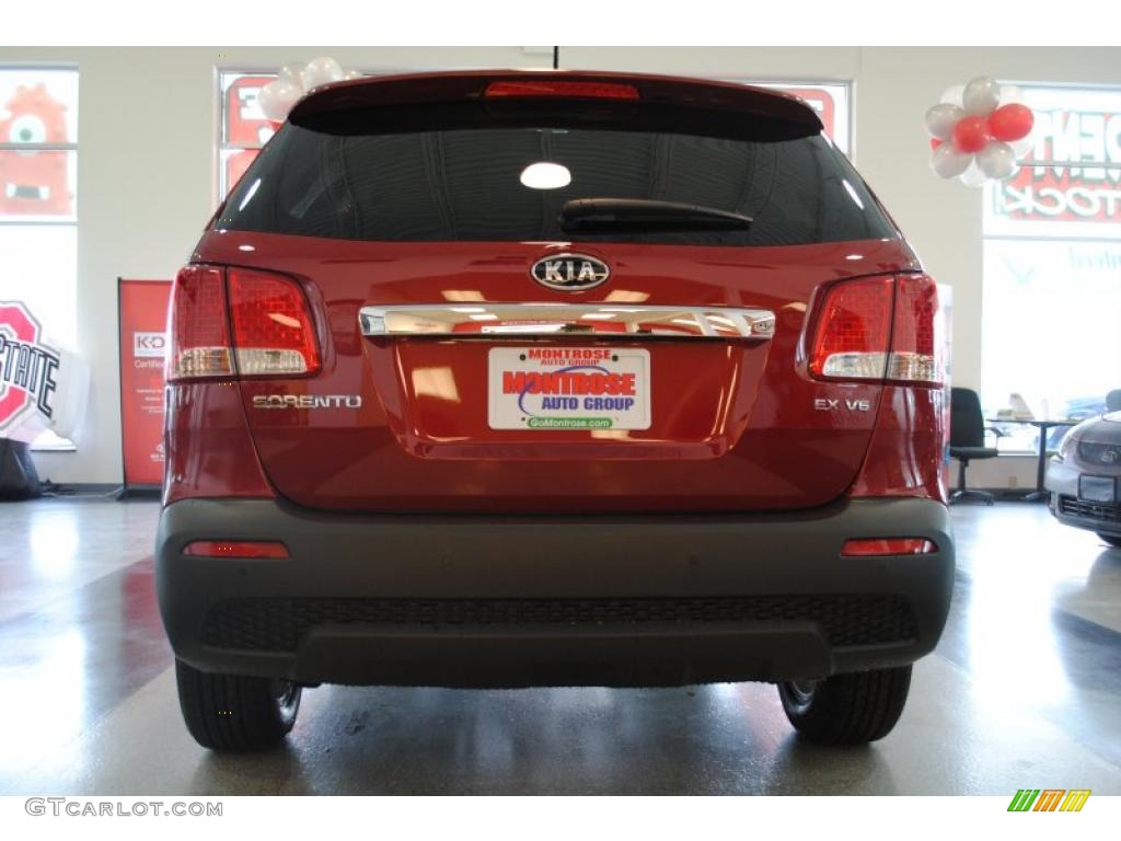 2011 Sorento EX V6 - Spicy Red / Beige photo #7