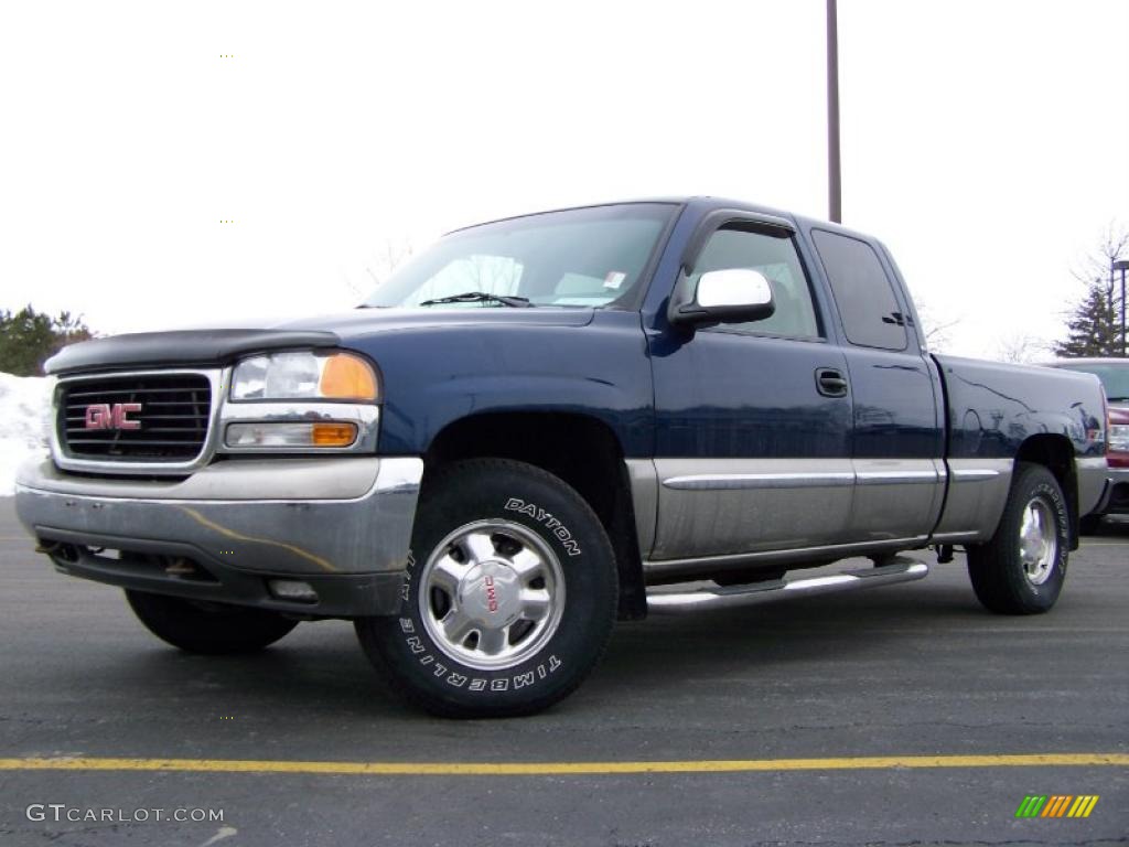 2001 Sierra 1500 SLT Extended Cab 4x4 - Indigo Blue Metallic / Graphite photo #4