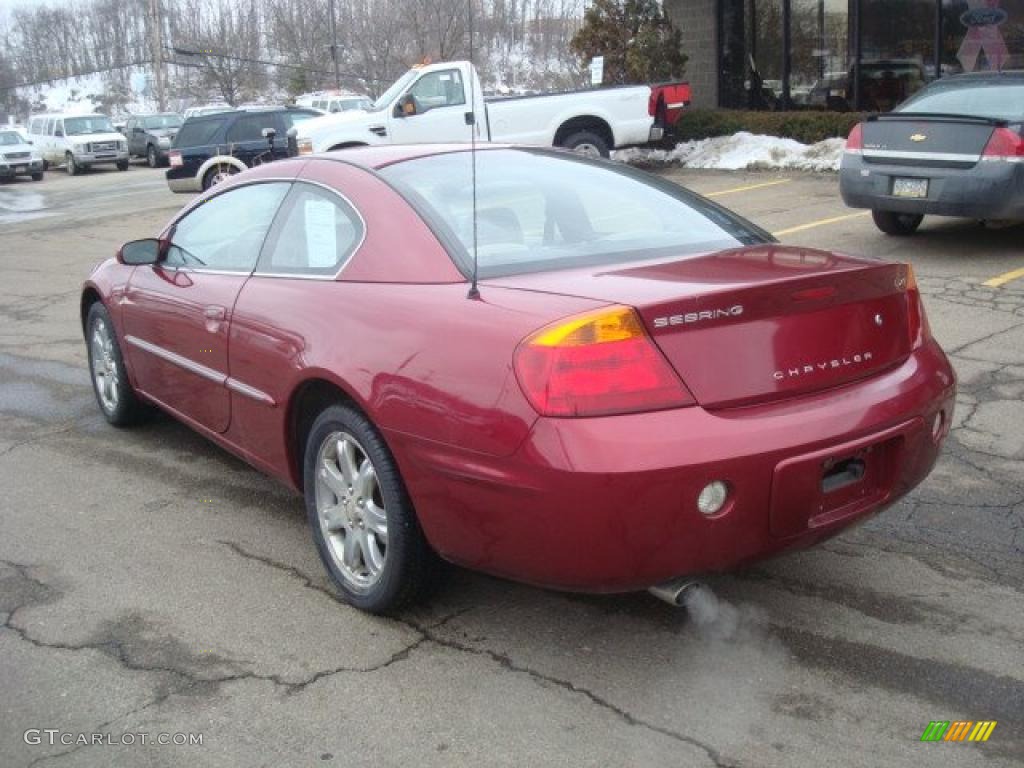 2002 Sebring LXi Coupe - Ruby Red Pearl / Black/Beige photo #2