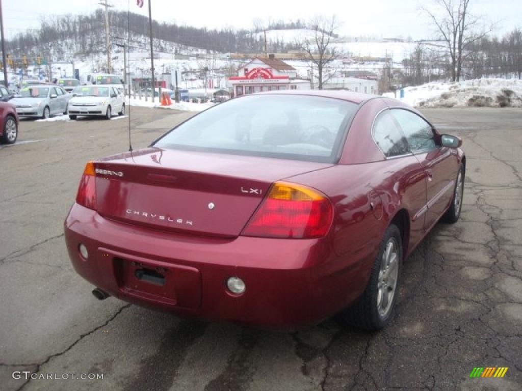 2002 Sebring LXi Coupe - Ruby Red Pearl / Black/Beige photo #4