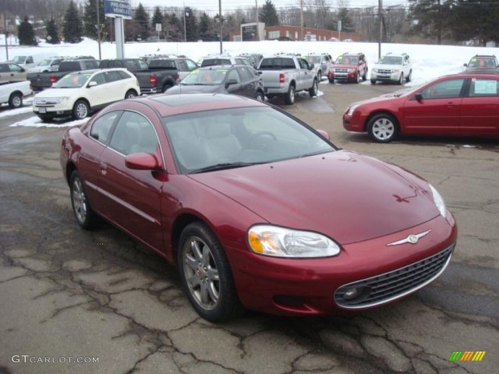2002 Sebring LXi Coupe - Ruby Red Pearl / Black/Beige photo #6