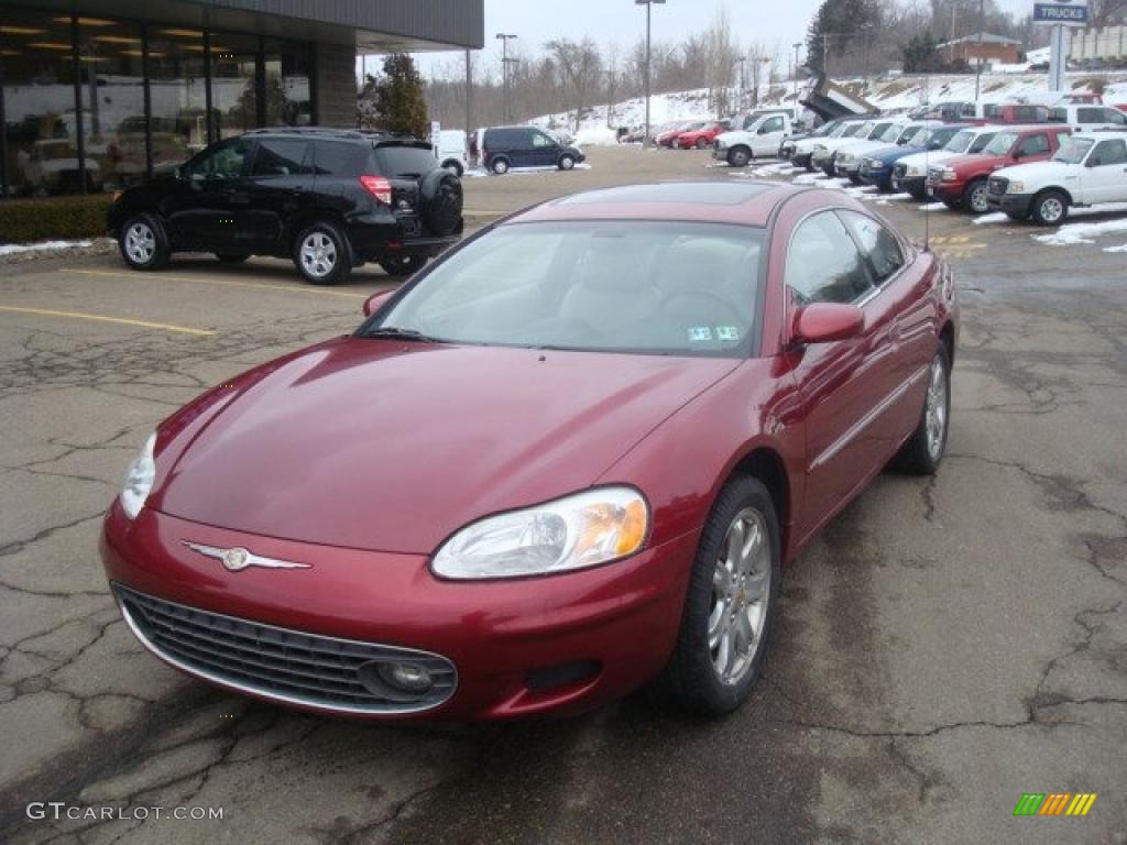 2002 Sebring LXi Coupe - Ruby Red Pearl / Black/Beige photo #11