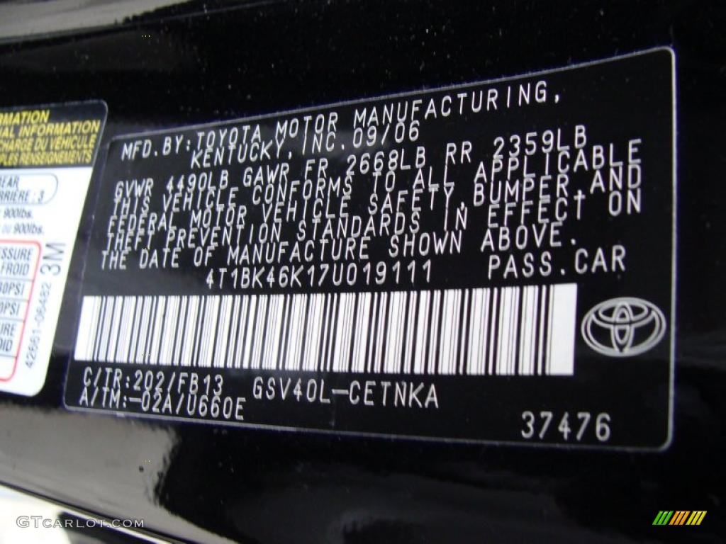 2007 Camry LE V6 - Black / Dark Charcoal photo #24