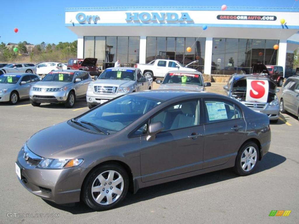 2010 Civic LX Sedan - Urban Titanium Metallic / Beige photo #1
