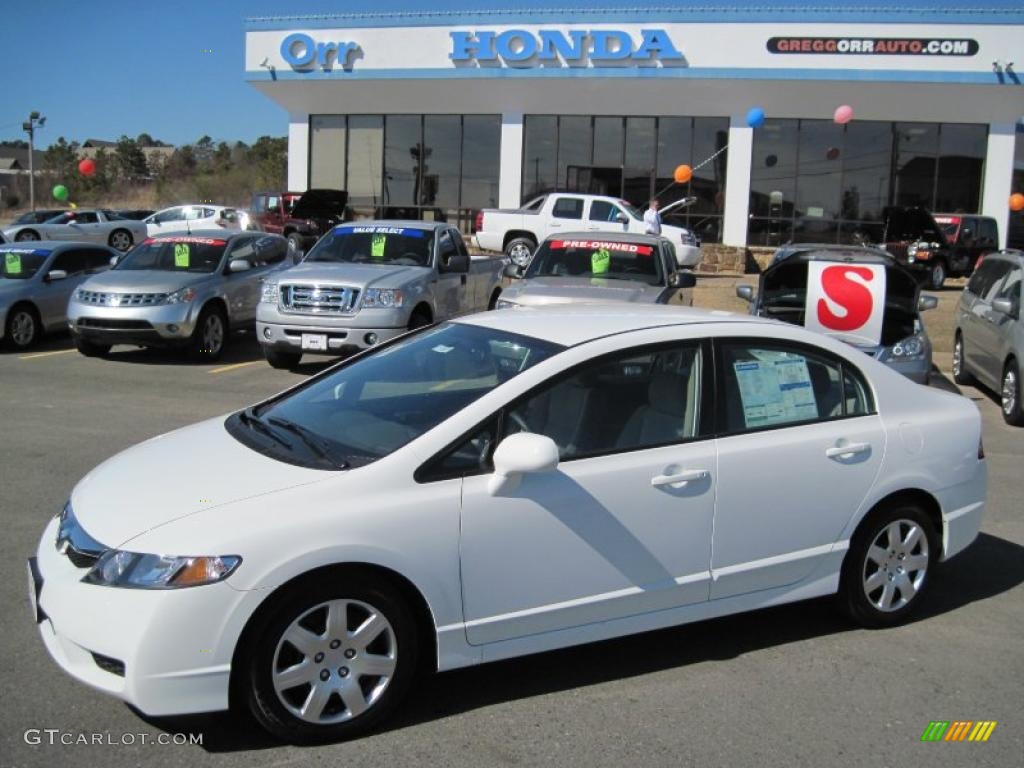 2010 Civic LX Sedan - Taffeta White / Beige photo #1