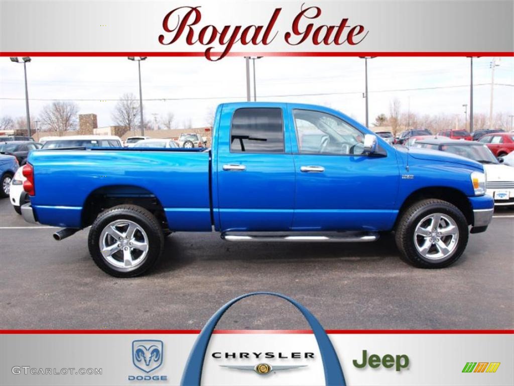 2007 Ram 1500 Big Horn Edition Quad Cab 4x4 - Electric Blue Pearl / Medium Slate Gray photo #1