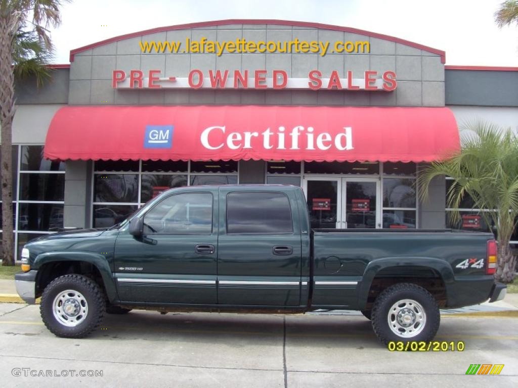 2001 Silverado 1500 LS Crew Cab 4x4 - Forest Green Metallic / Tan photo #1