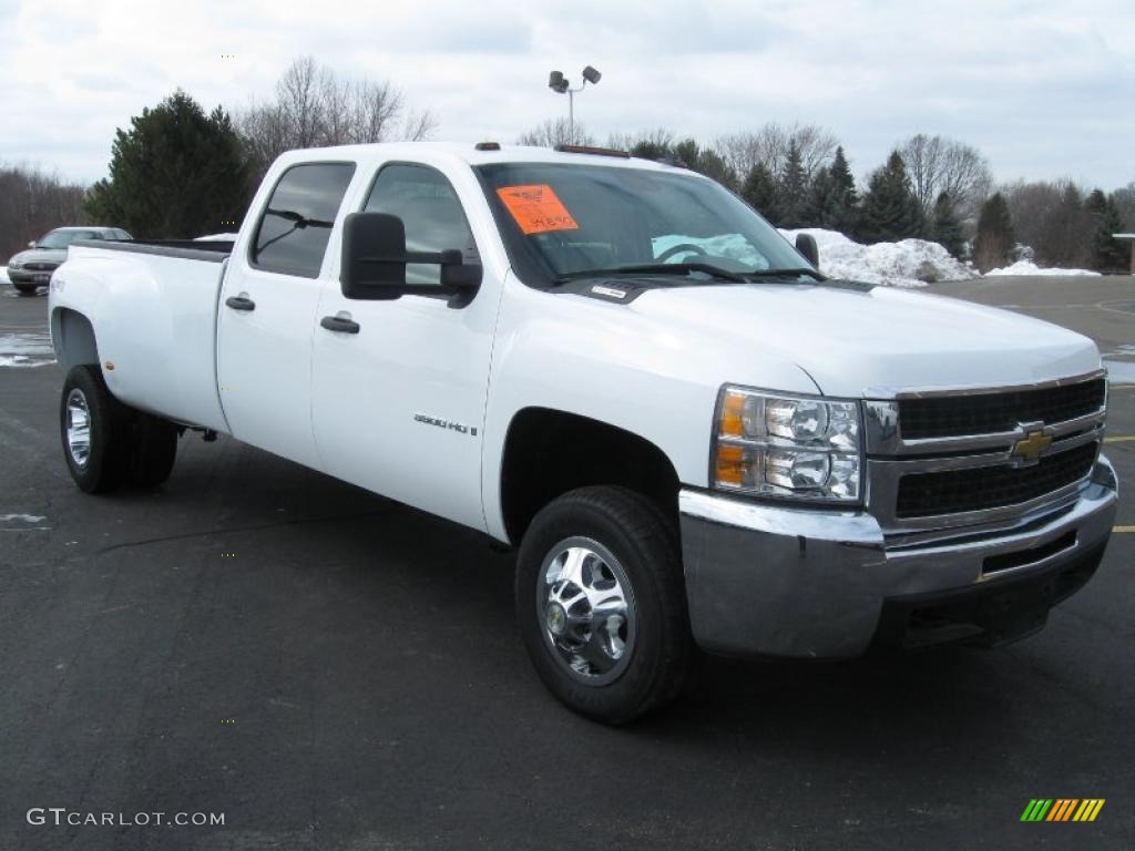 2008 Silverado 3500HD LS Crew Cab 4x4 Dually - Summit White / Light Titanium photo #1