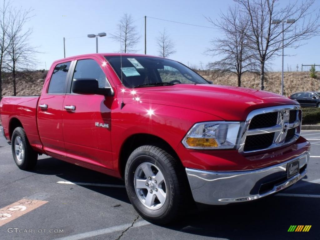 2010 Ram 1500 SLT Quad Cab - Flame Red / Dark Slate/Medium Graystone photo #4