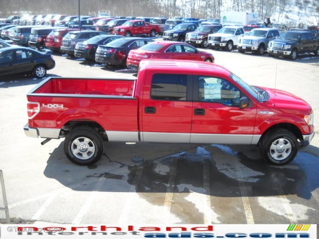 2010 F150 XLT SuperCrew 4x4 - Vermillion Red / Medium Stone photo #5