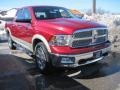 2010 Inferno Red Crystal Pearl Dodge Ram 1500 Laramie Crew Cab 4x4  photo #3