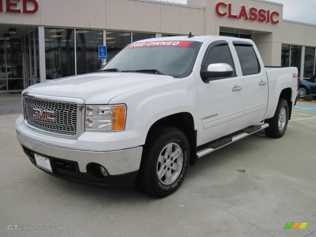 2008 Sierra 1500 SLE Crew Cab 4x4 - Summit White / Ebony photo #1