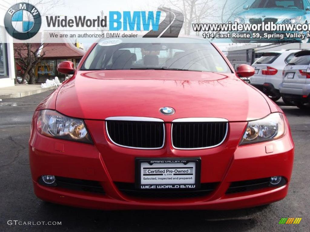 2007 3 Series 328xi Sedan - Crimson Red / Black photo #2