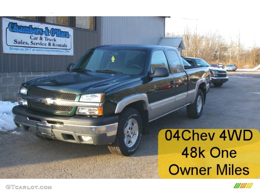 2004 Silverado 1500 Z71 Extended Cab 4x4 - Dark Green Metallic / Dark Charcoal photo #1