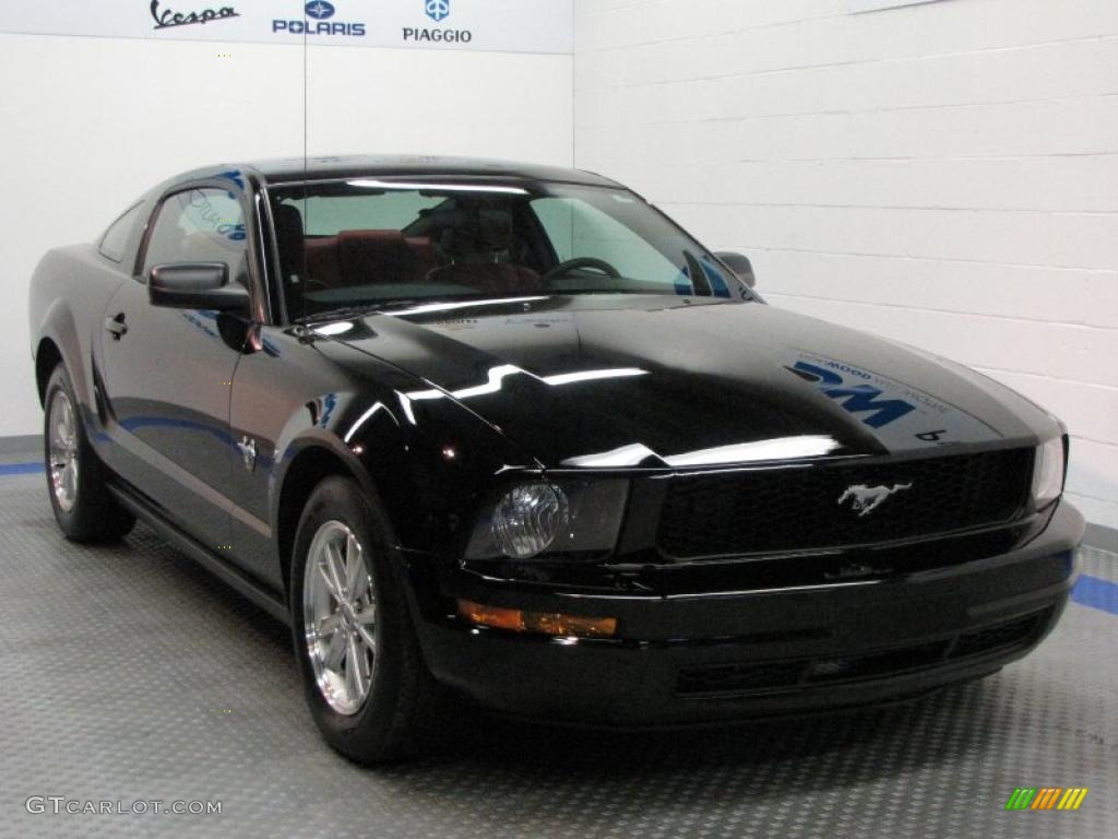 2009 Mustang V6 Premium Coupe - Black / Dark Charcoal/Red photo #1