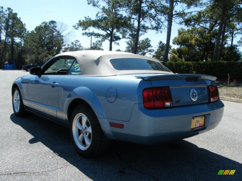 2007 Mustang V6 Premium Convertible - Windveil Blue Metallic / Medium Parchment photo #3