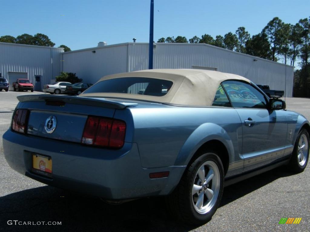 2007 Mustang V6 Premium Convertible - Windveil Blue Metallic / Medium Parchment photo #5