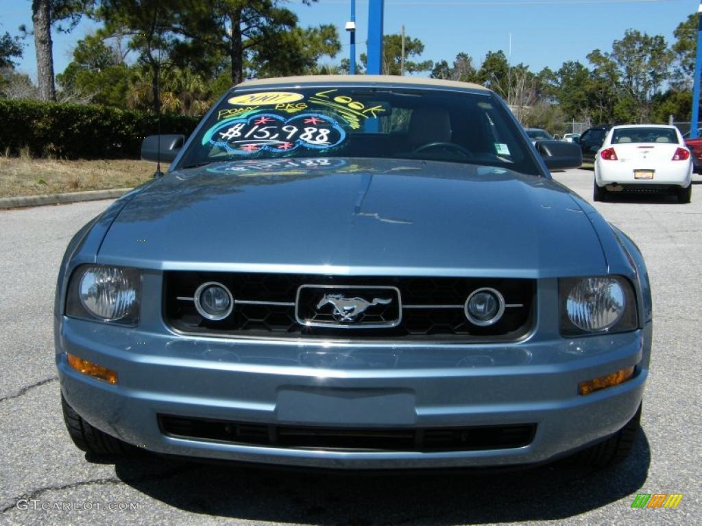 2007 Mustang V6 Premium Convertible - Windveil Blue Metallic / Medium Parchment photo #8