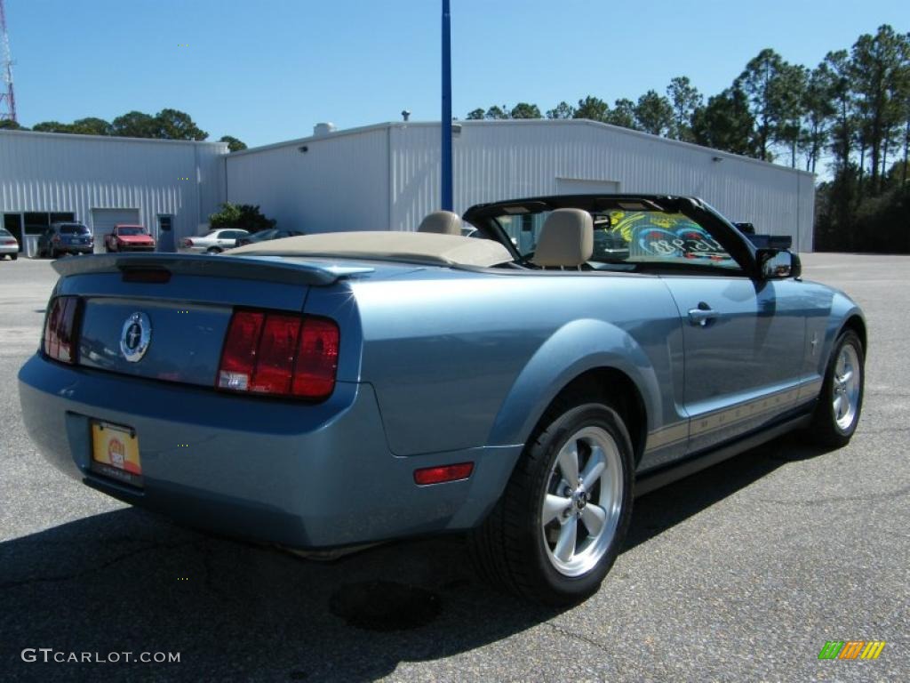 2007 Mustang V6 Premium Convertible - Windveil Blue Metallic / Medium Parchment photo #16