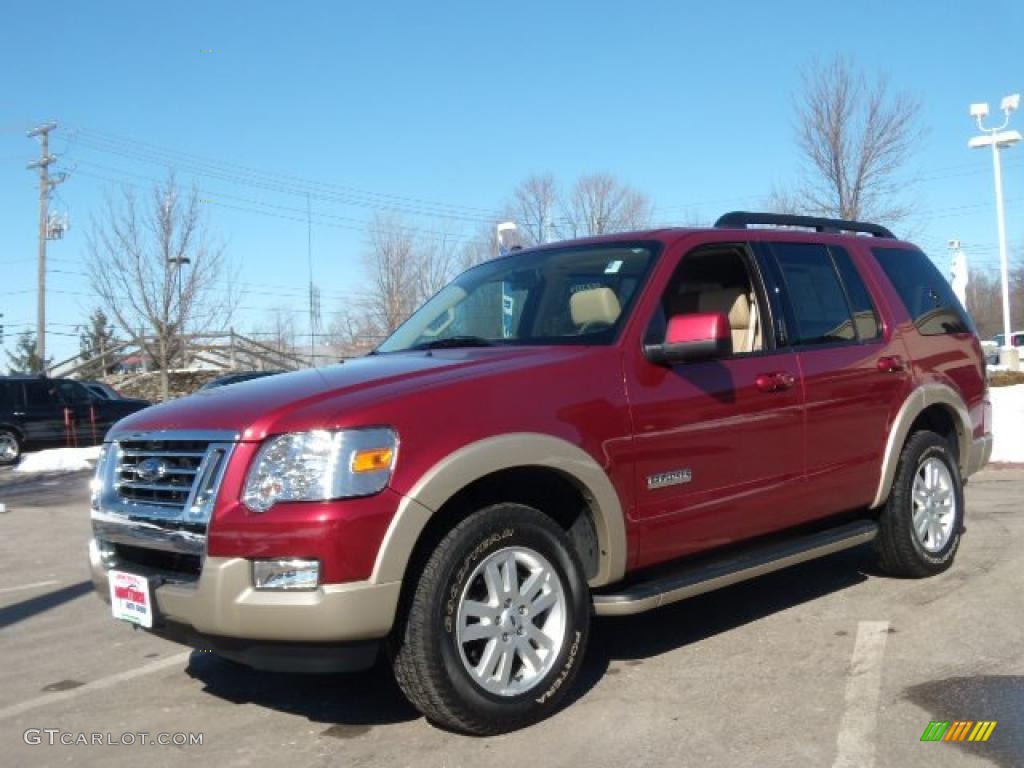 2008 Explorer Eddie Bauer 4x4 - Redfire Metallic / Camel photo #1