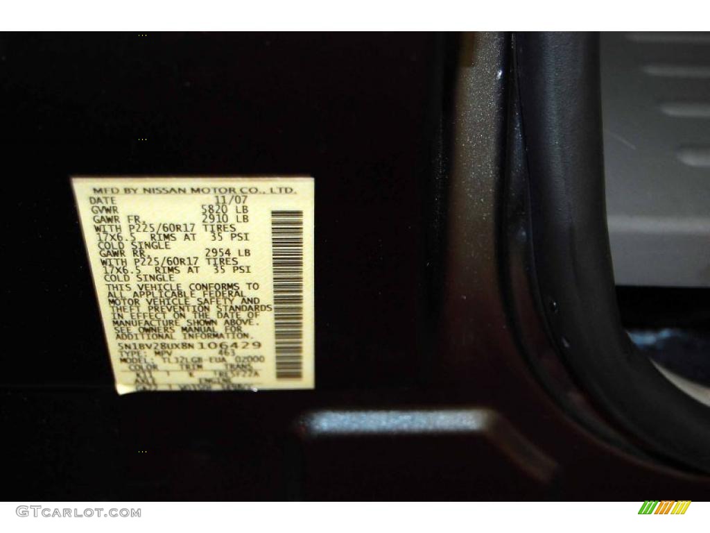 2008 Quest Color Code K11 for Smoke Gray Metallic Photo #26660609