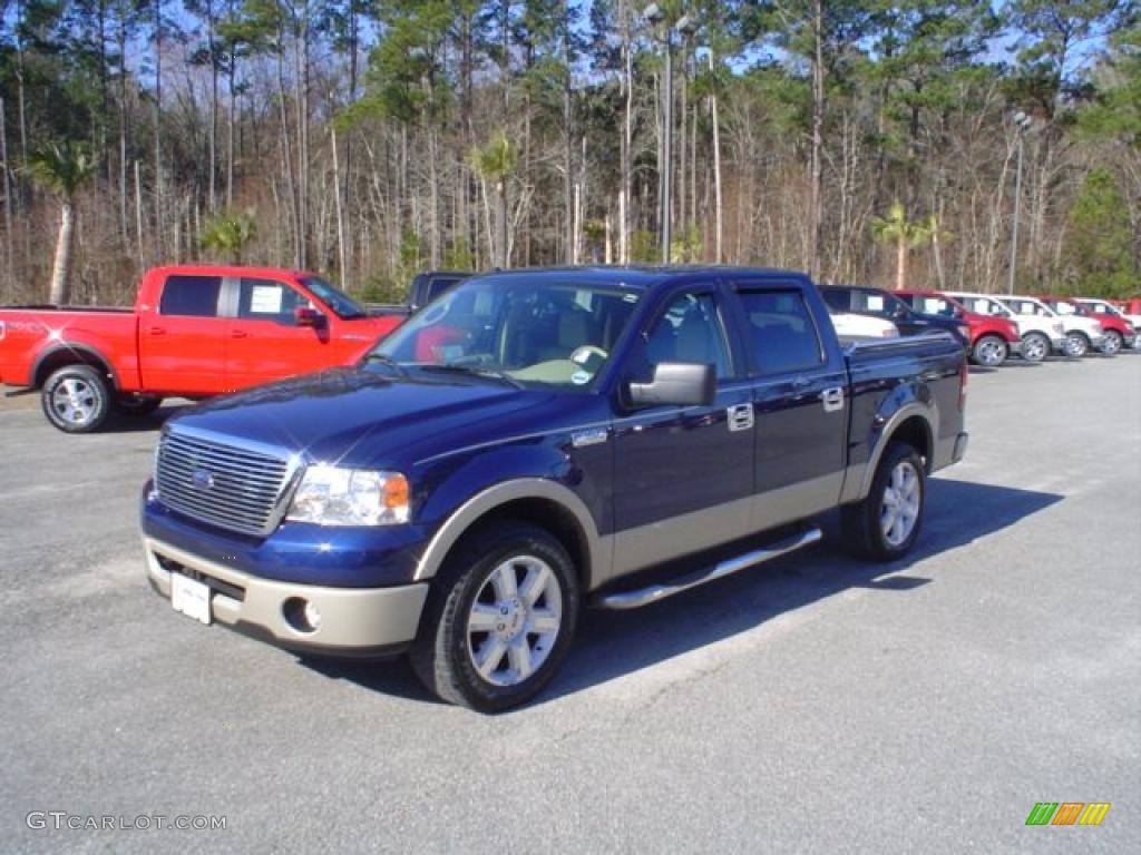 2008 F150 Lariat SuperCrew - Dark Blue Pearl Metallic / Tan photo #1