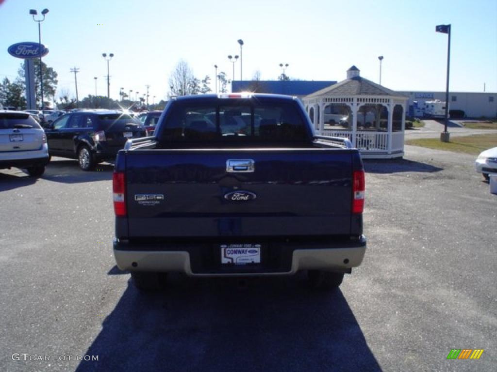 2008 F150 Lariat SuperCrew - Dark Blue Pearl Metallic / Tan photo #6