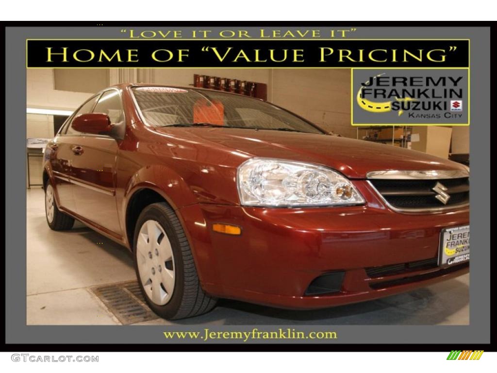 2007 Forenza Sedan - Fusion Red Metallic / Grey photo #1