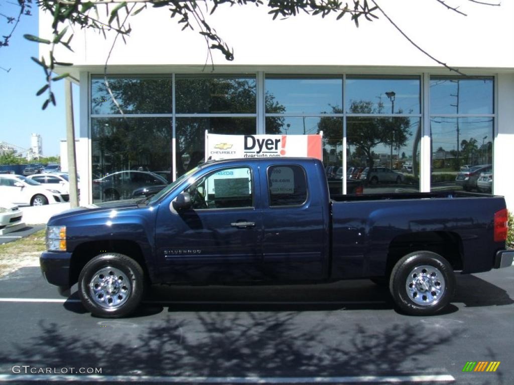 2010 Silverado 1500 LS Extended Cab - Imperial Blue Metallic / Dark Titanium photo #3