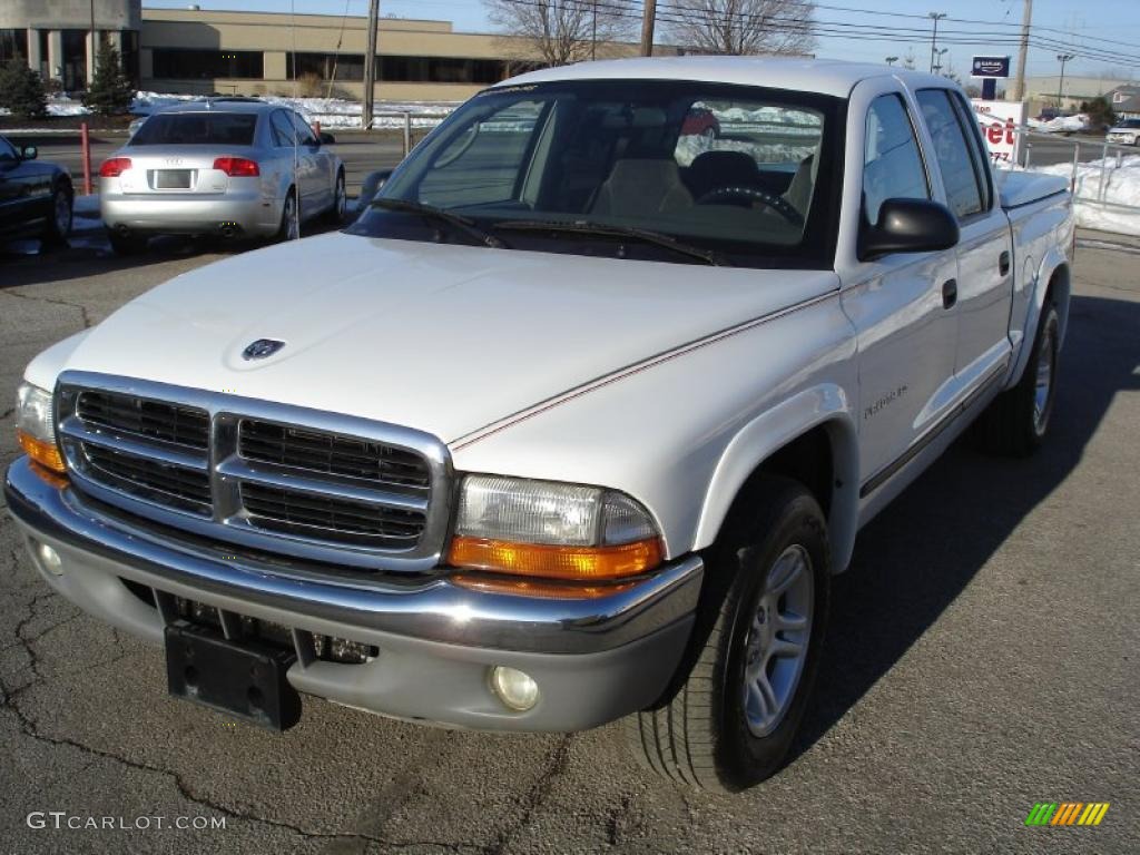 2002 Dakota SLT Quad Cab - Bright White / Dark Slate Gray photo #2