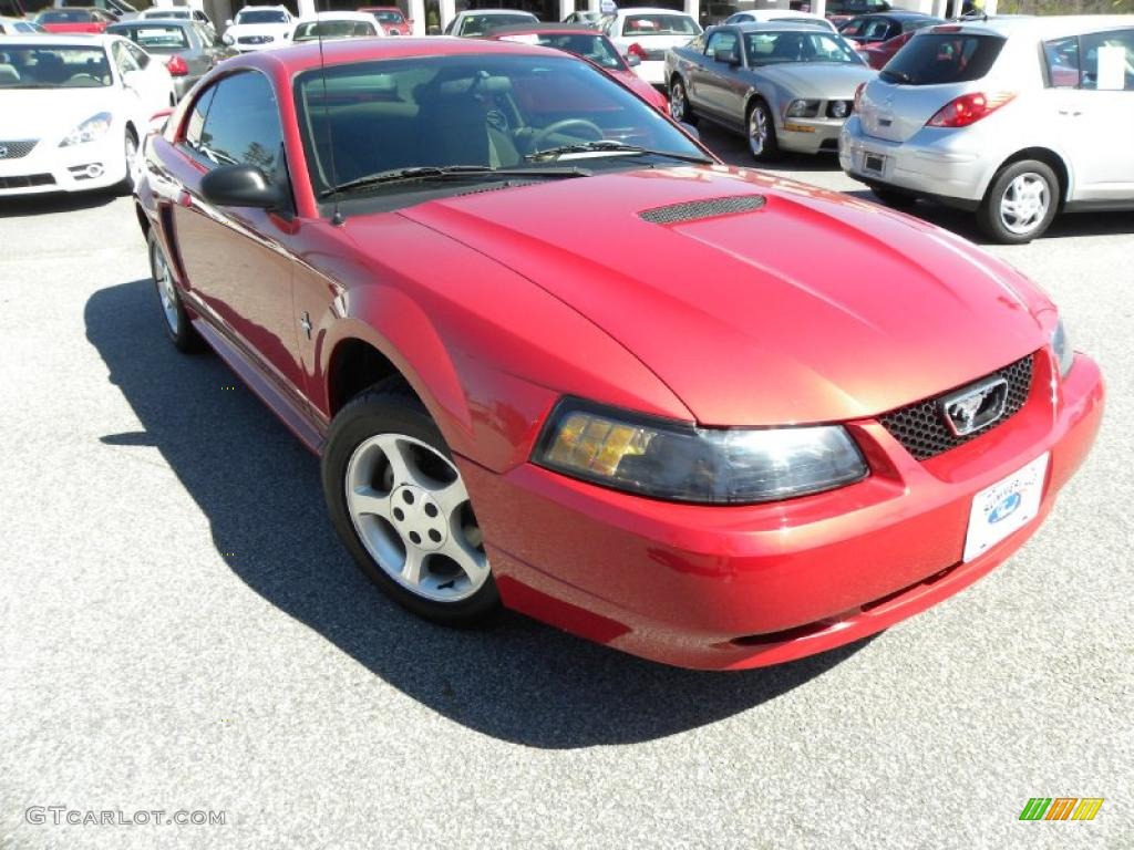 2001 Mustang V6 Coupe - Laser Red Metallic / Medium Parchment photo #1