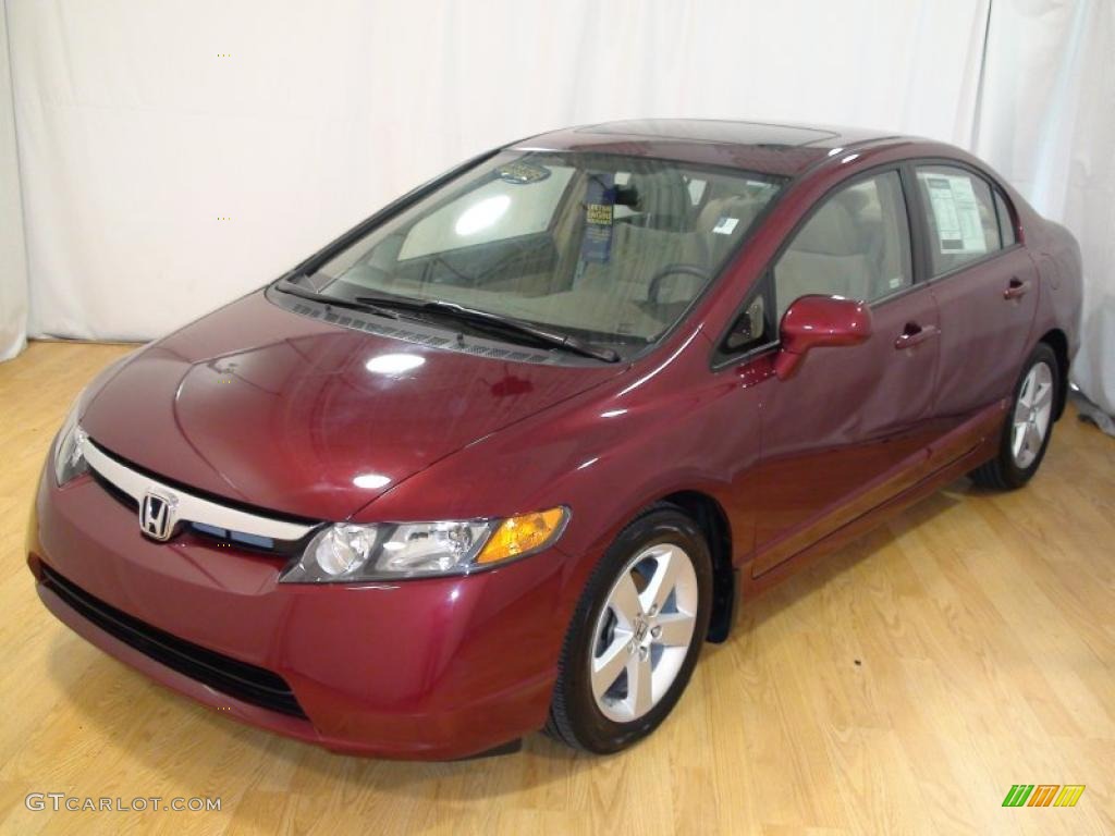 2008 Civic EX Sedan - Tango Red Pearl / Ivory photo #5