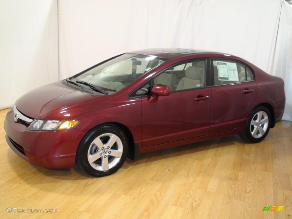 2008 Civic EX Sedan - Tango Red Pearl / Ivory photo #6