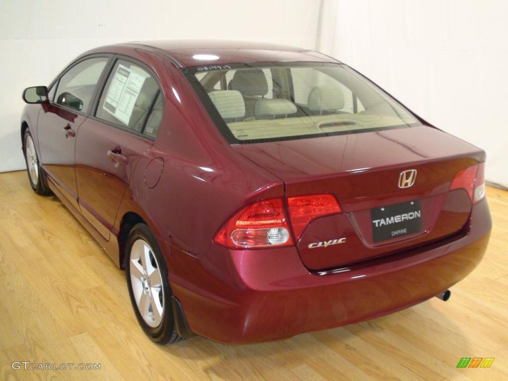 2008 Civic EX Sedan - Tango Red Pearl / Ivory photo #7
