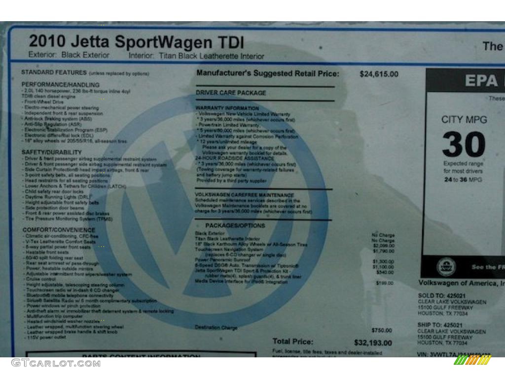 2010 Jetta TDI SportWagen - Black / Titan Black photo #14